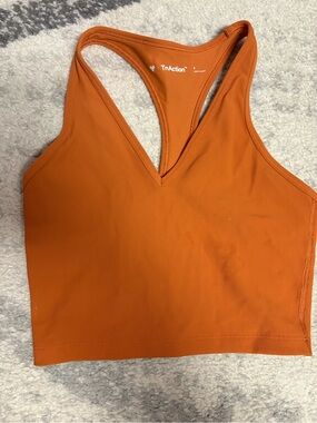 TNA Ribbed V-Neck Racerback Tank Top in Orange